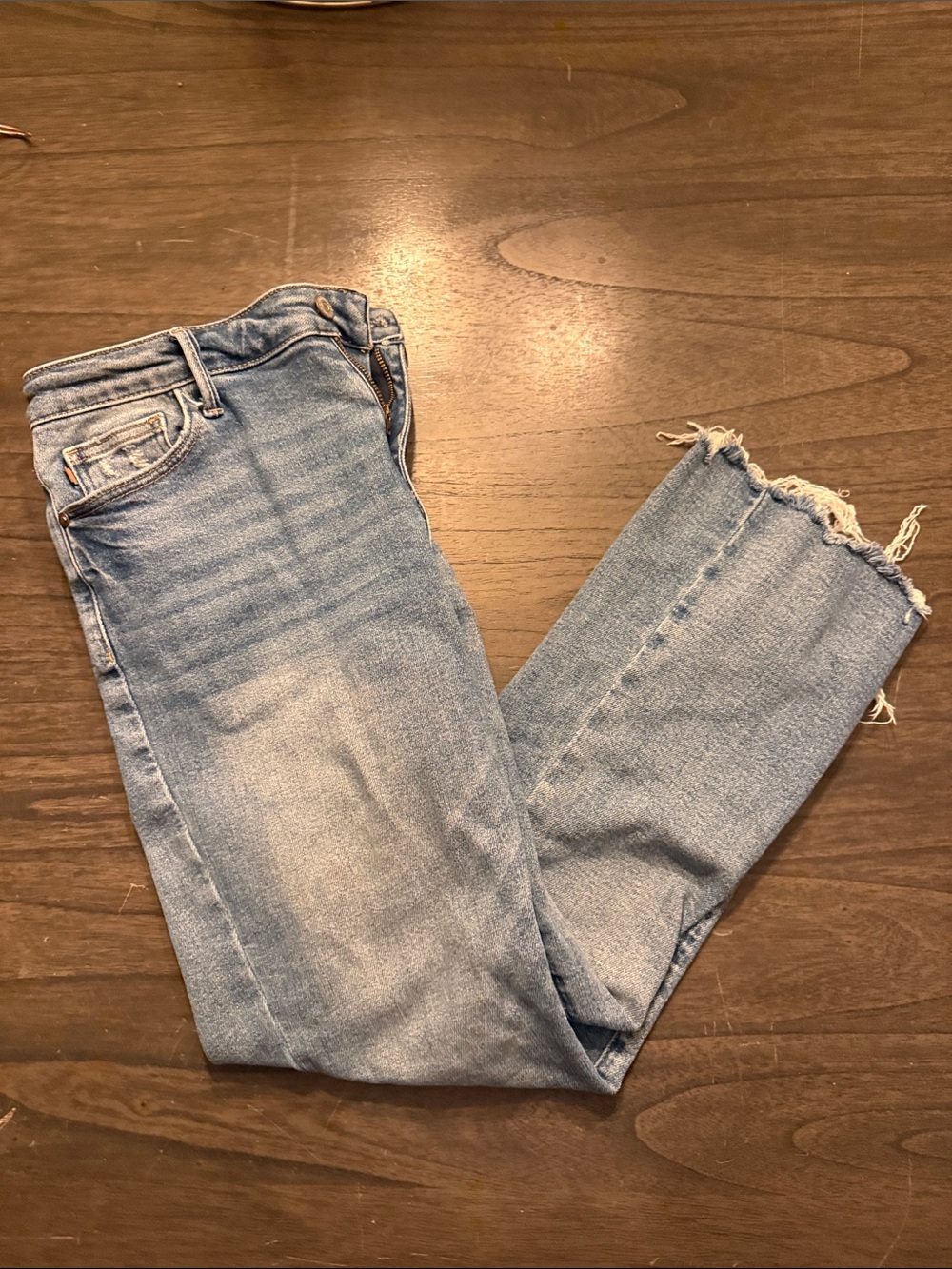 Judy Blue Light Blue Frayed Ankle Kick Flare Jeans